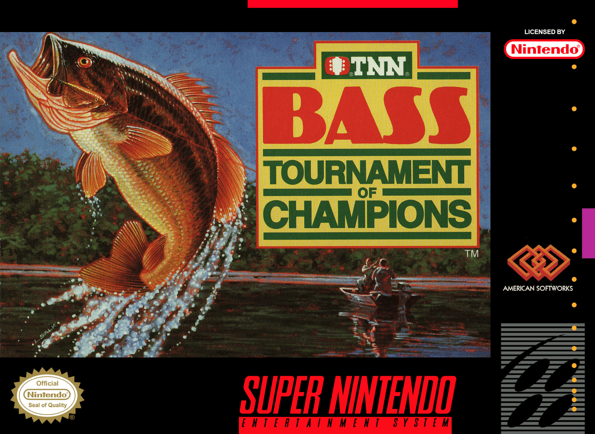 TNN Bass Tournament of Champions box art for Super Nintendo